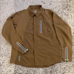 KUIU Tiburon Hybrid Long Sleeve Zip Snap Up Perforated Brown Shirt